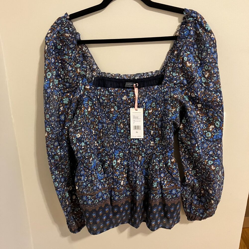 Vineyard Vines Floral Square Neck Long Sleeved Top in XL with Tags